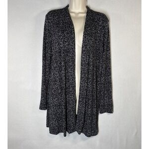 J. Jill Wearever Collection Long Cardigan Layering Core Black & White Pattern M